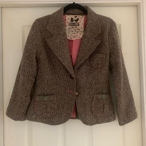 3/4 sleeve wool blazer